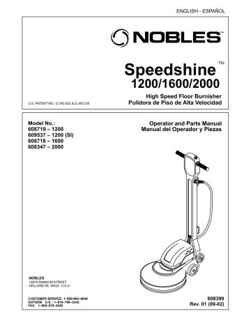 Nobles Speedshine Operator And Parts Manual Manualzz