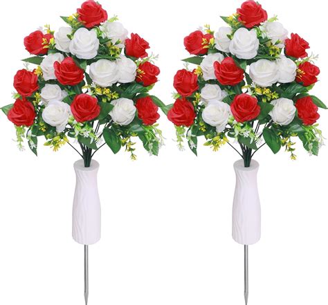 Amazon Lodou Artificial Cemetery Flowers Grave Flowers Grave