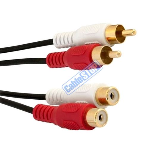 5m Twin Rca Phono Extension Red White Audio Left Right Cable 2 X Male