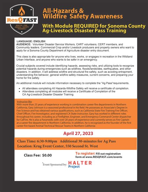 All Hazards Safety Awareness And Wildfire Safety Awareness Training Sonoma County Emergency