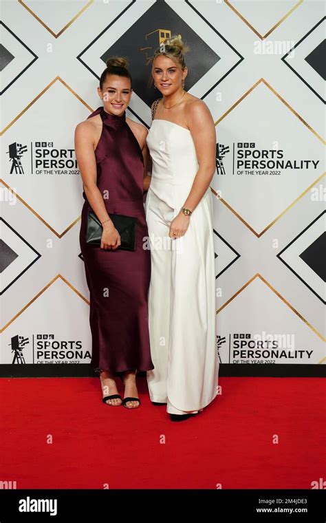 Ella Toone Left And Alessia Russo Pose On The Red Carpet Prior To The