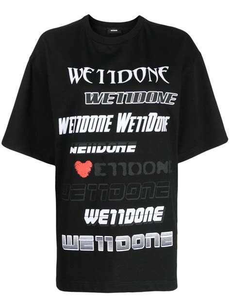 We11done Logo Print Cotton T Shirt Black Farfetch