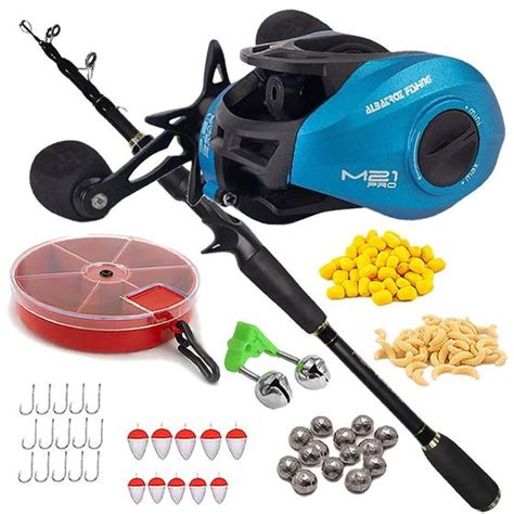 Kit Pesca Completo Carretilha Carretel Aluminio Vara Carbono ALBATROZ