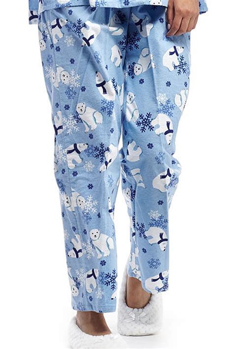 Flannel Polar Bear Plus Size Pajama Set La Cera™