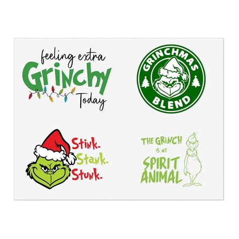 Grinch Sticker Sheets Etsy