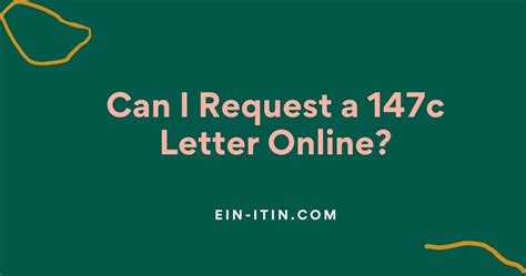 Can I Request a 147c Letter Online? - Ein-itin.com