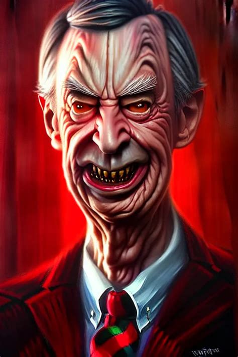 Hyper Realistic Portrait Painting Of Evil Mr Rogers Stable Diffusion