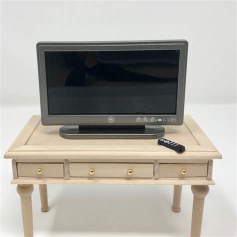 Dollhouse Television TV Set Modern Flat Screen With Remote Etsy