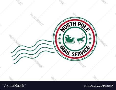 Christmas north pole mail service rubber stamp Vector Image