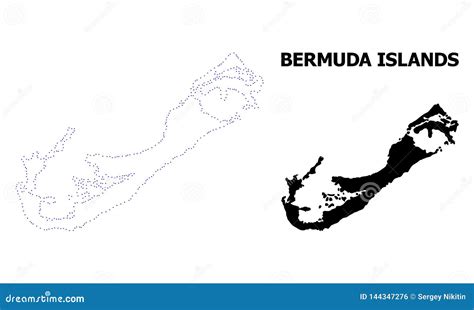 Vector Contour Dotted Map Of Bermuda Islands With Name Stock Vector