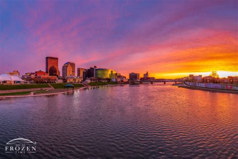 Dayton Skyline At Sunset Vivid Daytonscape Wall Decor