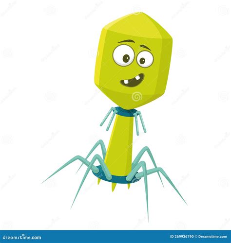 Vector Illustration Of A Bacteriophage Virus In Cartoon Style Isolated