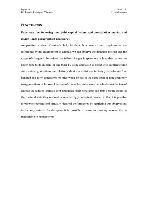 Punctuation Exercise | PDF