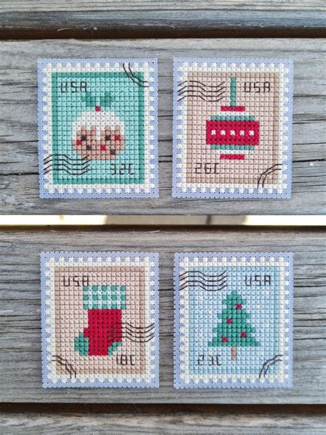 Cute Embroidery By Kate Christmas Postage Stamp Cross Stitch Pattern