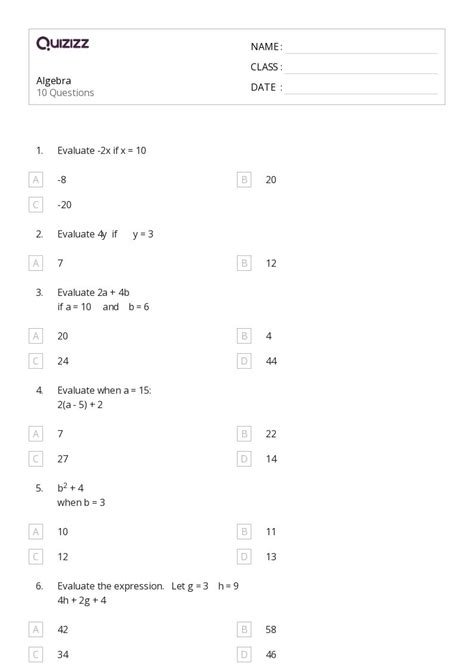 50 Algebra Worksheets For 1st Class On Quizizz Free And Printable