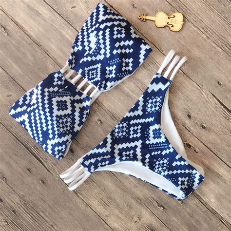 Women Swimwear Bikini Set Beach Bathing Suit Female Checkered