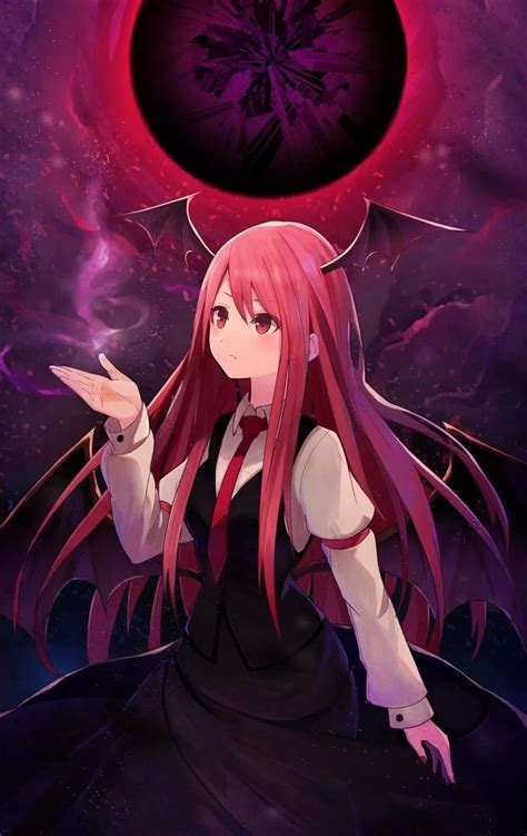 Long Hair Pink Hair Red Eyes Anime Anime Girls Touhou Koakuma