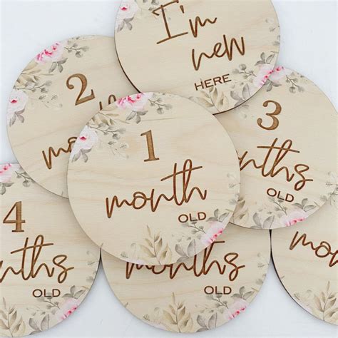 Wooden Milestone Cards, Baby Milestone Discs, Personalised Milestone ...
