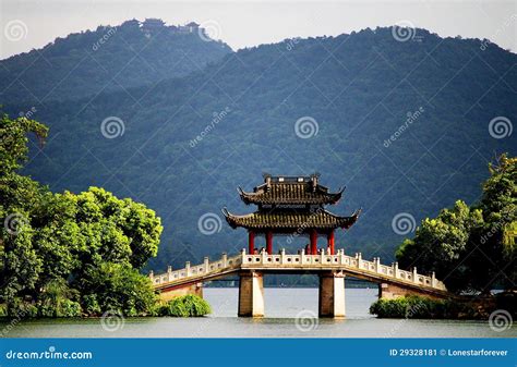 A Pavilion Bridge in West Lake, Hangzhou, China Stock Image - Image of ...