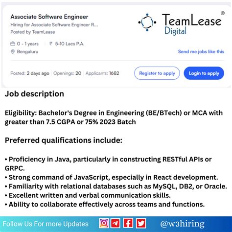 Teamlease Digital Jobs 2024 Hiring Associate Software Engineer Bachelors Degree Apply Today