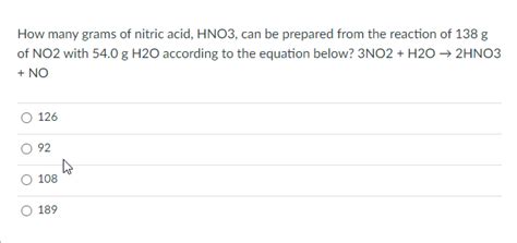 Solved How Many Grams Of Nitric Acid HNO3 Can Be Prepared Chegg