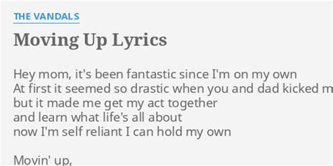 "MOVING UP" LYRICS by THE VANDALS: Hey mom, it's been...