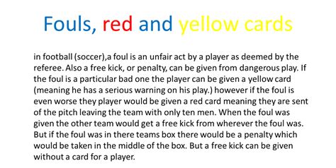 Red And Yellow Cards And Fouls Footy Facts