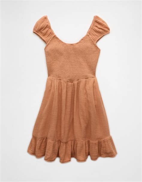 Smocked Bodice Gauze Mini Dress