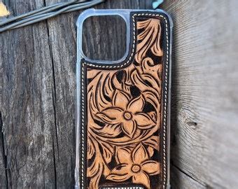 Tooled Leather Iphone Pro Max Case Etsy