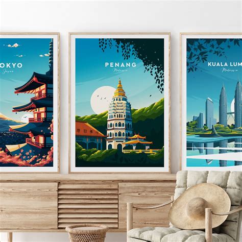 Penang Traditional Travel Print Malaysia, Malaysia Poster, Penang Print, Wedding Gift, Birthday ...