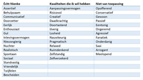 Kwaliteiten Vooruitgang Persoonlijk Plan Nienke