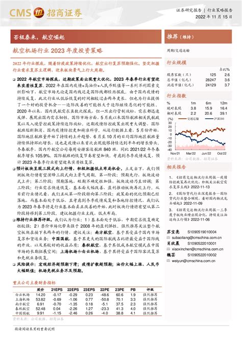 航空机场行业2023年度投资策略：否极泰来，航空崛起