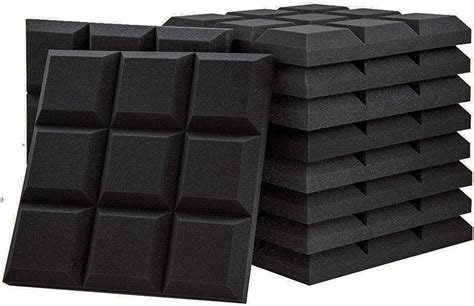 12 Pack Set 2 X 12 X 12 Acoustic Foam Panels Beveled 9 Block Tiles