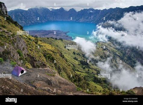 Indonesia Nusa Tenggara Lombok Rinjani Camping On Rinjani Volcano