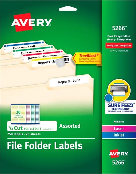 Avery G Printable File Folder Labels 2 3 X 3 7 16 Inches Assorted Colors Pk Of 750 Shopstyle