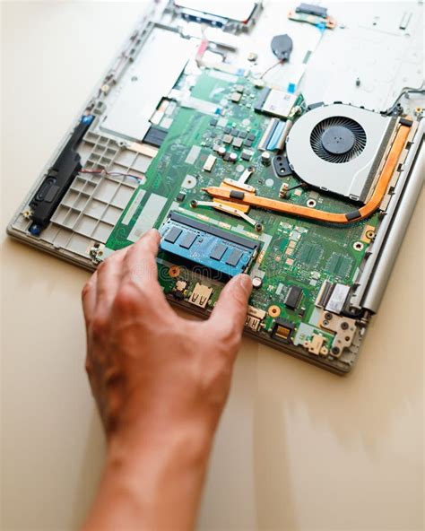 Memory Module Ddr4 Ram Installation in Laptop by Hand Stock Photo - Image of installation ...