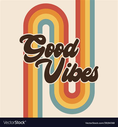 Retro Good Vibes Rainbow Positive Message Boho Vector Image