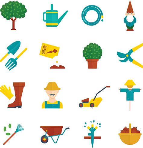 Vegetable garden flat icons set 37737307 Vector Art at Vecteezy