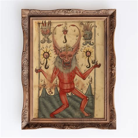 medieval red devil art print gothic home decor digital