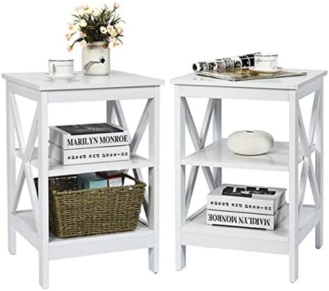 Homcom Side Table Set Of End Tables With Drawer And Bottom Shelf