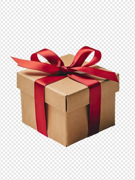 Premium Psd A Gift Box With A Red Ribbon Tied Around It