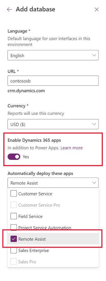 環境の設定と Microsoft Dynamics 365 Remote Assist モデル駆動型アプリのインストール Dynamics