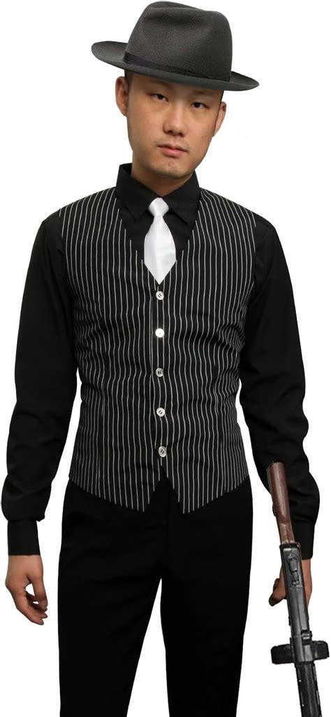 Nofonda 1920s Adult Mens Gangster Shirt Vest And Tie Costume 20s