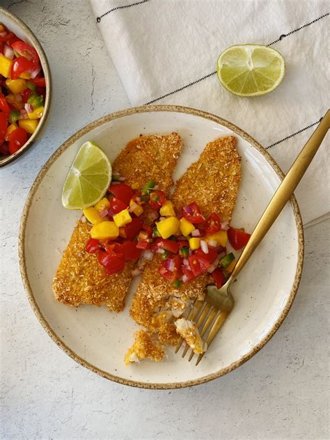 Coconut Crusted Fish With Mango Salsa Something Nutritious