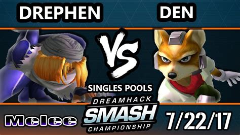 DHATL 17 Melee Drephen Sheik Vs Den Fox SSBM Singles Pools YouTube