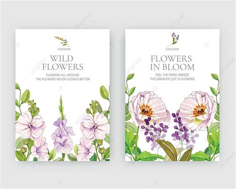 Watercolor Wildflower Greeting Card Template Design Paint Branch