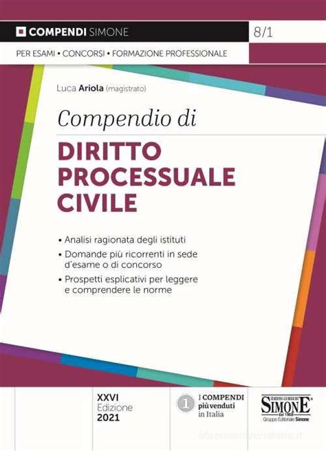 Compendio Di Diritto Processuale Civile EAN 9788891427847 Libreria