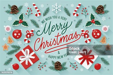 Christmas Greeting Cards With Text Merry Christmas And Happy New Year Stock Illustration