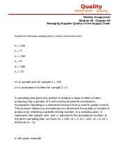 2020 MGMT 6087 MODULE 09 CHAPTER 09 PROBLEM 12 SAMPLING PLAN