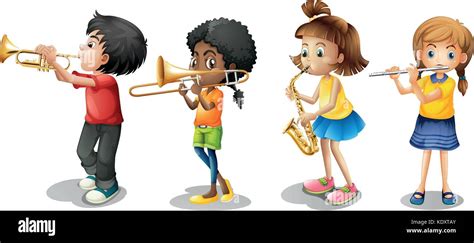 Kids playing musical instruments illustration Stock Vector Image & Art ...